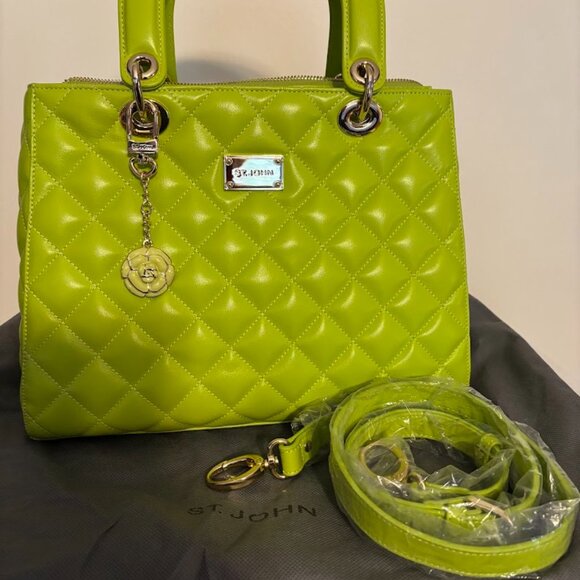 St. John Handbags - NWT ST. JOHN Quilted Handbag in Apple Color with Gold Tone & Dust Bag